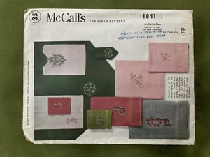 VINTAGE 70S McCALL'S 1841 J LETTER INITIALS TRANSFER PATTERN MONOGRAM - Picture 1 of 2