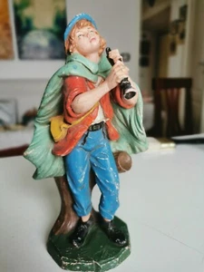 FOUNTAINS CRIB FIGURINES - SHEPHERD WITH FLUTE cm 21 SIGNED R. SIMONETTI - Picture 1 of 3