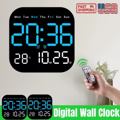 Square Large Digital Wall Clock with Remote, Large Display LED Wall Clock Timer - Image 1 of 4