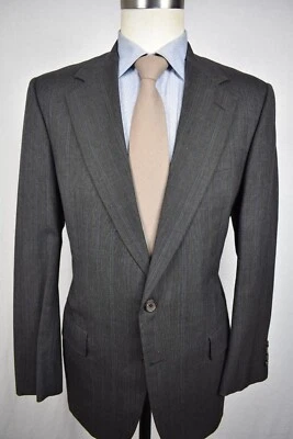 1976-1994 Hickey Freeman Gray Striped 100% Wool Two Button Two Pc Suit Size: 42R - Image 1 of 4