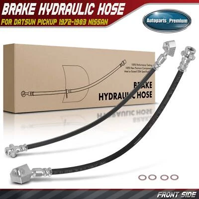2x Front LH & RH Brake Hydraulic Hose for Nissan D21 1986-1994 Pickup 1984-2006 - Image 1 of 4