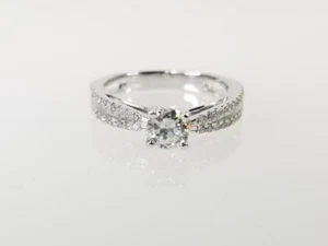 14K White Gold 1 CTW European Round Diamond Engagement Ring Sz 7 (ML1065423) - Picture 1 of 7