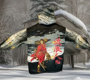Nwt Y2K ZAM Snow Boarding Water Proof Samurai Anime Sherpa Hooded Jacket XL RARE - Picture 1 of 24