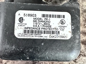Little Giant Submersible Pump 518903 120 V Impedance Protected / Tested Works - Picture 1 of 6