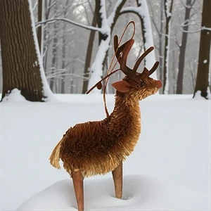 Sisal & Twig Reindeer Stag 5’’ Hanging Ornament Holiday - Picture 1 of 1