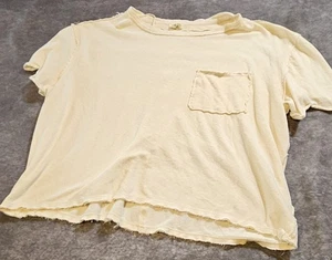 We The Free cremefarben kurz geschnitten roher Saum abgenutzt mit Tasche Damen Top Gr. XS - Bild 1 von 14