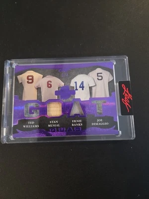 Hoja 2025 “GOATs” Ted Williams Musial Banks Joe Dimaggio murciélago/camiseta reliquias 3/7 Foto 1 de 4