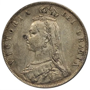 1889 UK Great Britain Queen Victoria .925 Silver Half Crown Coin London # 1466 - Picture 1 of 4