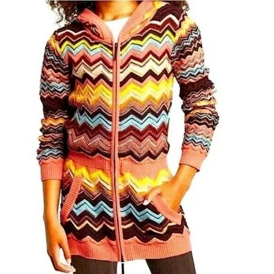 Missoni Target Zip Up Hoodie Sweater Knit Chevron Colorful Kids Size S - Image 1 of 4