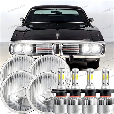 Круглые светодиодные фары дальнего/ближнего света для Dodge Charger 1966-1974 5,75 дюйма 4 шт. - Изображение 1 из 4