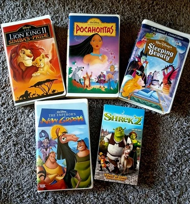 Walt Disney Lot Of 5 VHS Movies Shrek,  Sleeping Beauty, Pocahontas Lion King 11 - Image 1 of 4