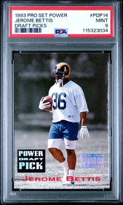 PSA 9 MINT 1993 PRO SET POWER JEROME BETTIS #PDP14 RAMS STEELER DRAFT PICKS B153 - Image 1 of 2