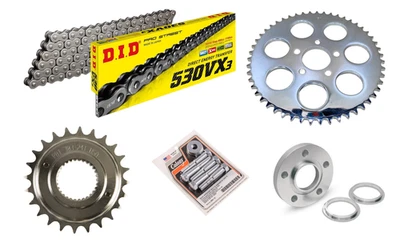 530 链条转换套件 24T-51T 铬链轮 DID VX3 链 00-05 Harley Dyna — 第 1/4 张图片