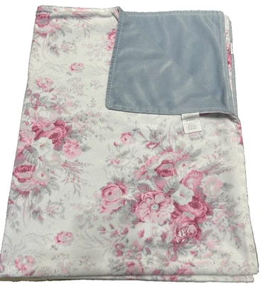 Laura Ashley Gray Floral Baby Blanket Velvet Like Pink Light Gray - Image 1 of 4