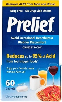 Prelief Acid Reducer Caplets Dietary Supplement – 60 Count for Heartburn Relief