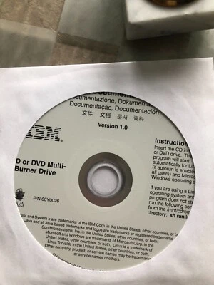New Sealed IBM DVD or DVD Burner Drive Documentation P/N 60Y0026 - Image 1 of 2