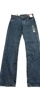 Herren Levis 501 Original Button Fly Jeans Blau Neu 32x24 Medium Wash NEU Neu mit Etikett - Bild 1 von 9
