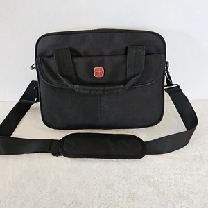 Swiss Gear Wenger Small Briefcase Black Padded Shoulder Strap Business Travel - Picture 1 of 8
