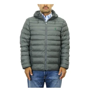 Polo Ralph Lauren Hooded Packable Full Zip Puffer Jacket Coat - Grey - size L - Picture 1 of 4