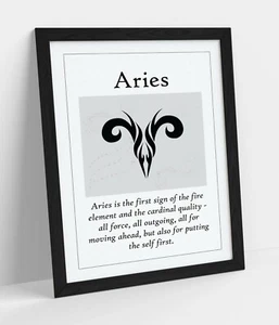 ARIES STAR SIGN ZODIAC ASTOLOGY QUOTE SLOGAN -FRAMED WALL ART PICTURE PRINT - Picture 1 of 10