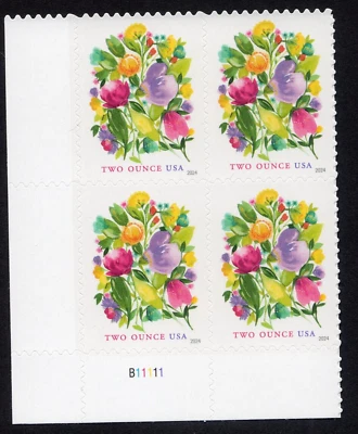 Scott #5850 Wedding Blooms Plate Block of 4 (2 oz) Forever Stamps - MNH - Image 1 of 4