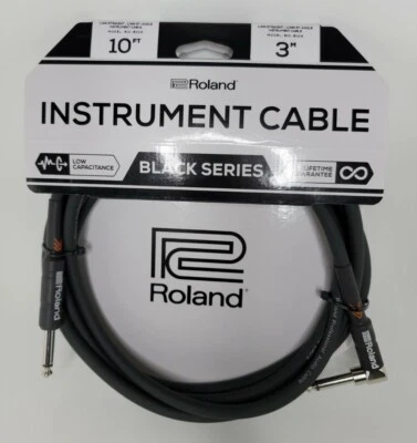 Cable de instrumento Roland RIC-B10A serie negra 1/4" recto 1/4" ángulo recto 10 pies Foto 1 de 4