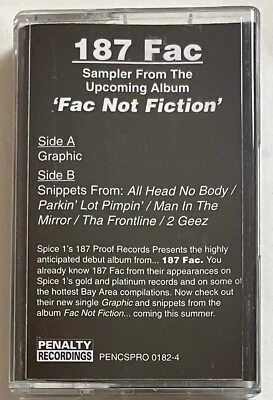 187 Fac RARE Promo Only Cassette Tape Graphic + Snippets Oakland Rap Spice 1 - Image 1 of 3