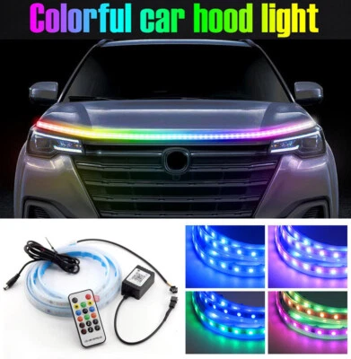 BT Remote Hood Tailgate Dynamic Flow Chase Rainbow RGB Neon Strip Lamp for Volvo — 第 1/4 张图片
