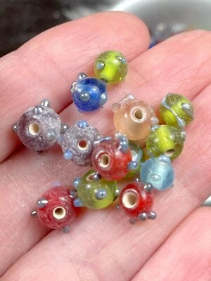Bumpy Glass Beads 6mm Mini Spacer Lampwork for Jewelry Making 45 pc Mix Color - Image 1 of 4