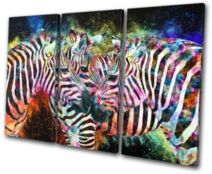Colorido Abstracto Animales de la Familia Cebra LIENZO AGUDO ARTE DE PARED Impresión de Imagen - Imagen 1 de 1