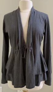 NUOVO MAGLIONE CARDIGAN RIPETITIVO COULISSE A STRATI COTONE SETA RAYON Taglia EU 38 US S - Foto 1 di 5