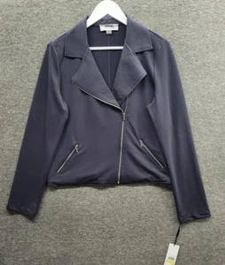 Calvin Klein Moto Blazer Women's Medium Gray Cropped NWT MSRP $129 - Picture 1 of 11