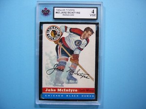 1954/55 TOPPS NHL HOCKEY CARD #43 JAKE MCINTYRE ROOKIE KSA 4 VG/EX 54/55 TOPPS