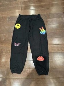 Girl’s Flowers By Zoe Black Sweatpants With Designs, Size M (Size 10) - Picture 1 of 7