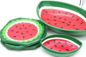 Vintage Hard Plastic Leisure Time Green Red Watermelon Ullman Summer Picnic - Picture 1 of 8