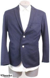 Zara Blazer Herren Blau 2 Btn Ellenbogen Patch Sport Mantel Jacke Blazer 42 S - Bild 1 von 11