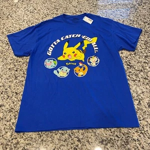 Pokemon Shirt Pikachu Charmander Blau Kurzarm NEU Gr. L Squirtle Bulbasaur - Bild 1 von 7