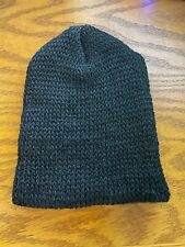 Alpaca black and charcoal ribbed knit hat