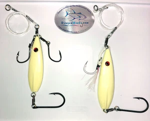 Custom Rigged GLOW Flat Fall lures by RingedHooks.com - Picture 1 of 1