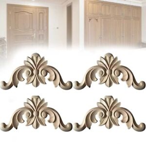 4X Wooden Carved Corner Onlay Furniture Applique Mouldings-Decal DIY Home Decor