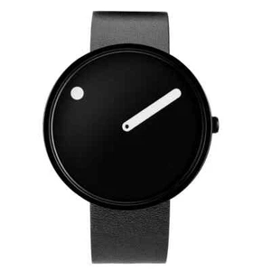 Picto 43361-4120B Black Medium Watch Black Dial Black Leather Strap - Picture 1 of 4