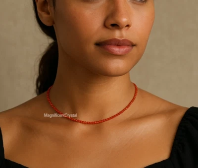 Gargantilla Cornalina Natural Delicada Reina Collar Sanación Reiki Energía Mujeres Regalos Foto 1 de 4