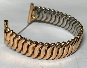 RARE 1945 Speidel Gents PHOENIX 18.5mm Flat Ends Yellow Scissor Bracelet- CLEAN - Picture 1 of 15