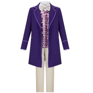 Willy Wonka the Chocolate Factory Costume Cosplay Trench Floral Vest Hat Uniform - Picture 1 of 12