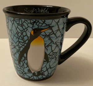 Sea World 3-D Penguins Coffee Mug/Cup Black/Blue Mosaic Ice SeaWorld Busch - Picture 1 of 7