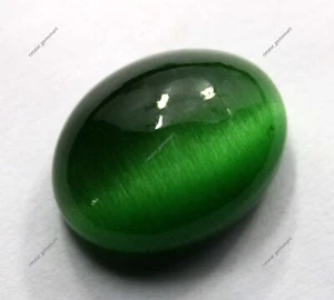 29 Cts Natural Light Green Cats Eye Cabochon Shape Excellent Gemstone - Picture 1 of 6