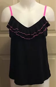 Joe Boxer 2 Piece Pajama Set Pjs Shorts S Small Black & Pink Ruffle New FastShip - Picture 1 of 2