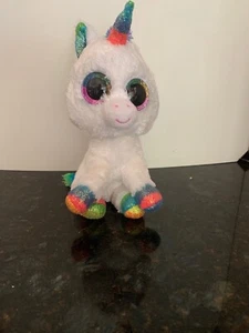 TY Silk Pixy weiß Regenbogen Einhorn Glitzeraugen 6 Zoll Plüschtier Stofftier - Bild 1 von 6