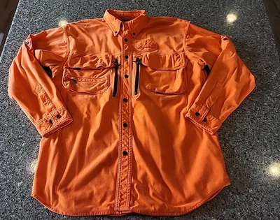 Cabelas Orange Hunting Shirt Mens Large Vented Utility Pockets - Image 1 of 4