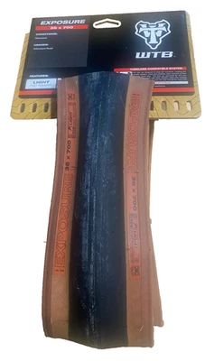 700c x 36c WTB Exposure tubeless road adventure folding tire tan black tread new - Image 1 of 3